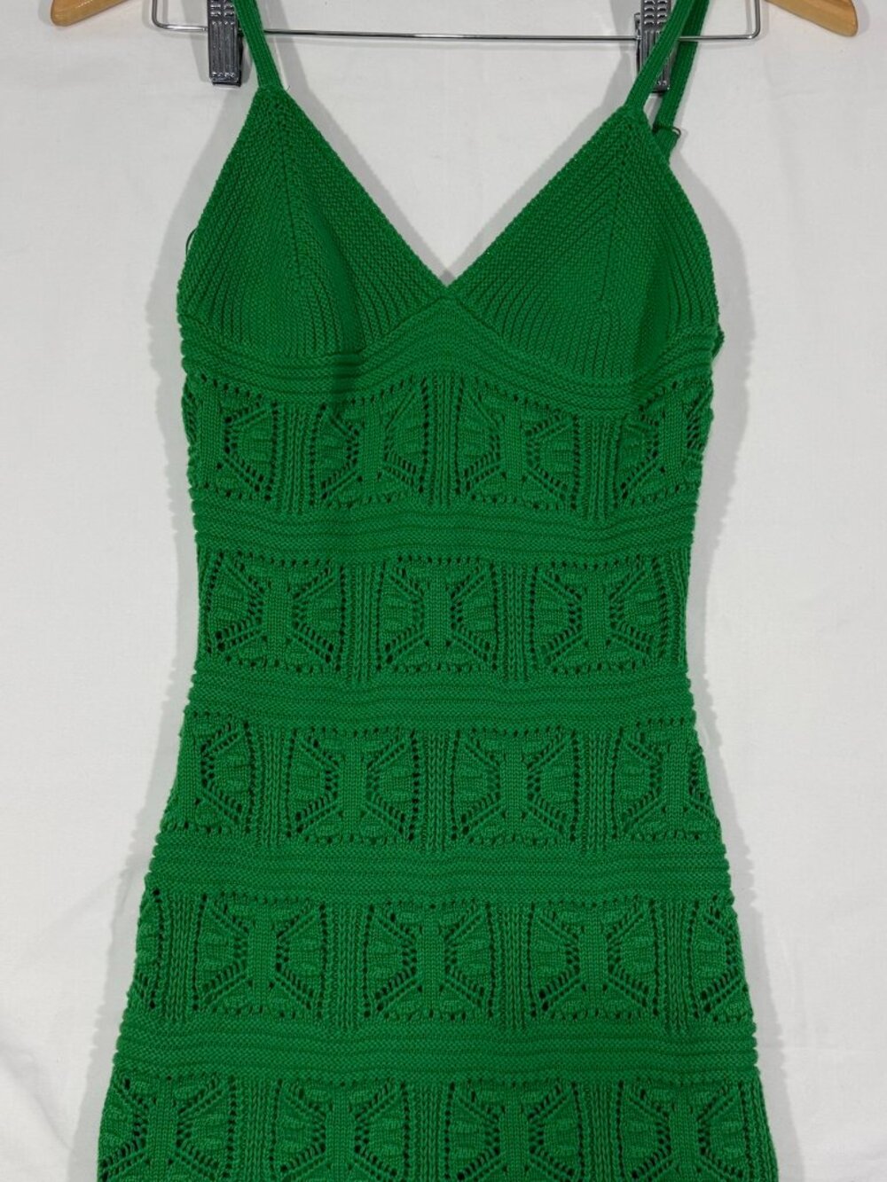 Olive + Oak Green Crochet Knit Mini Dress XS